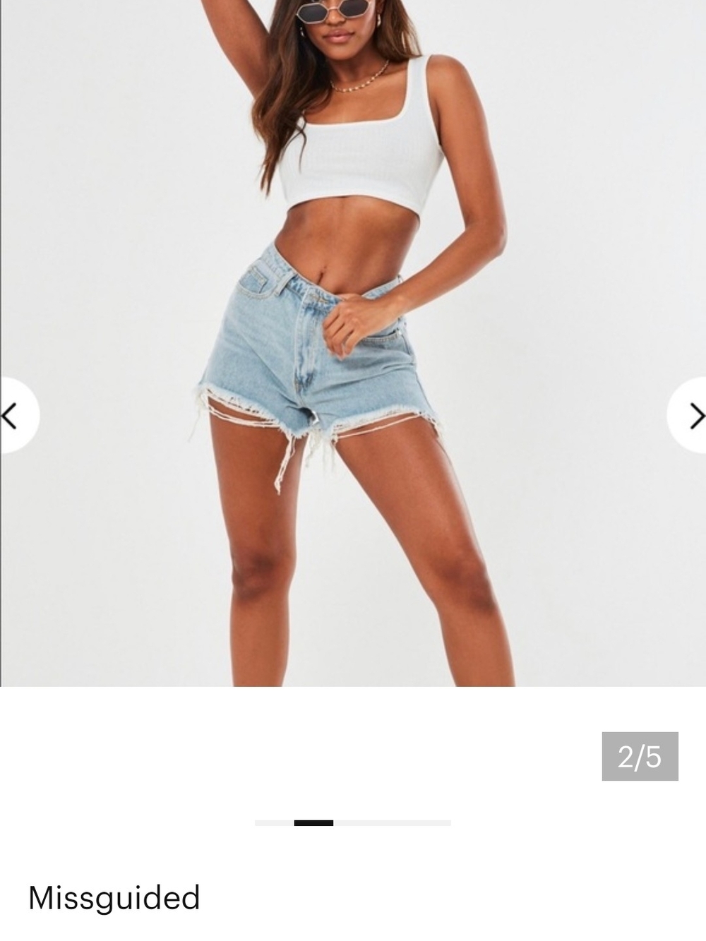 Missguided Light Blue Frayed High-Rise Denim Shorts